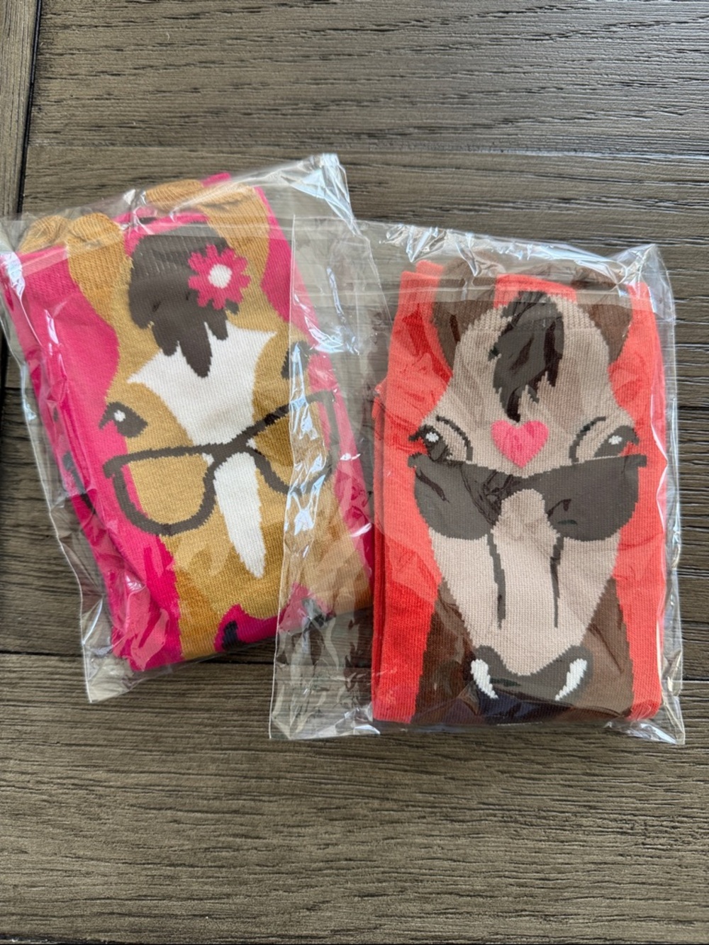 Horse crew socks with eyeglasses and ears, NIP. Buyer choice: orange or pink.